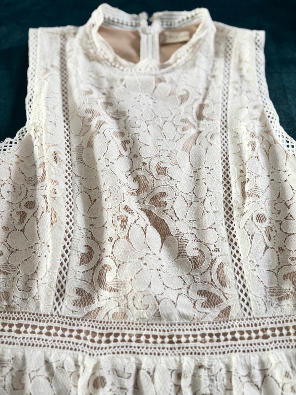 Altar'd State Cream Lace Crochet Trim Top